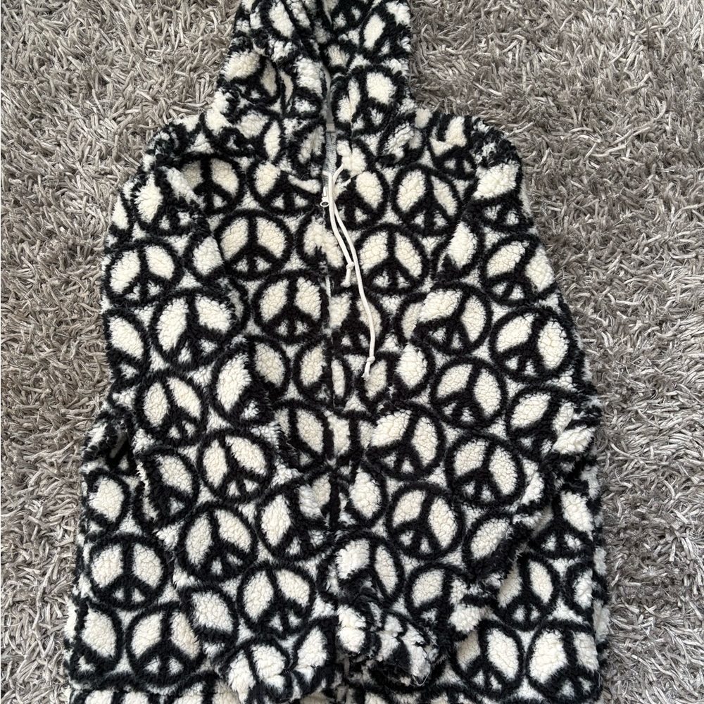 Cozy Black and White Peace Sign Hoodie